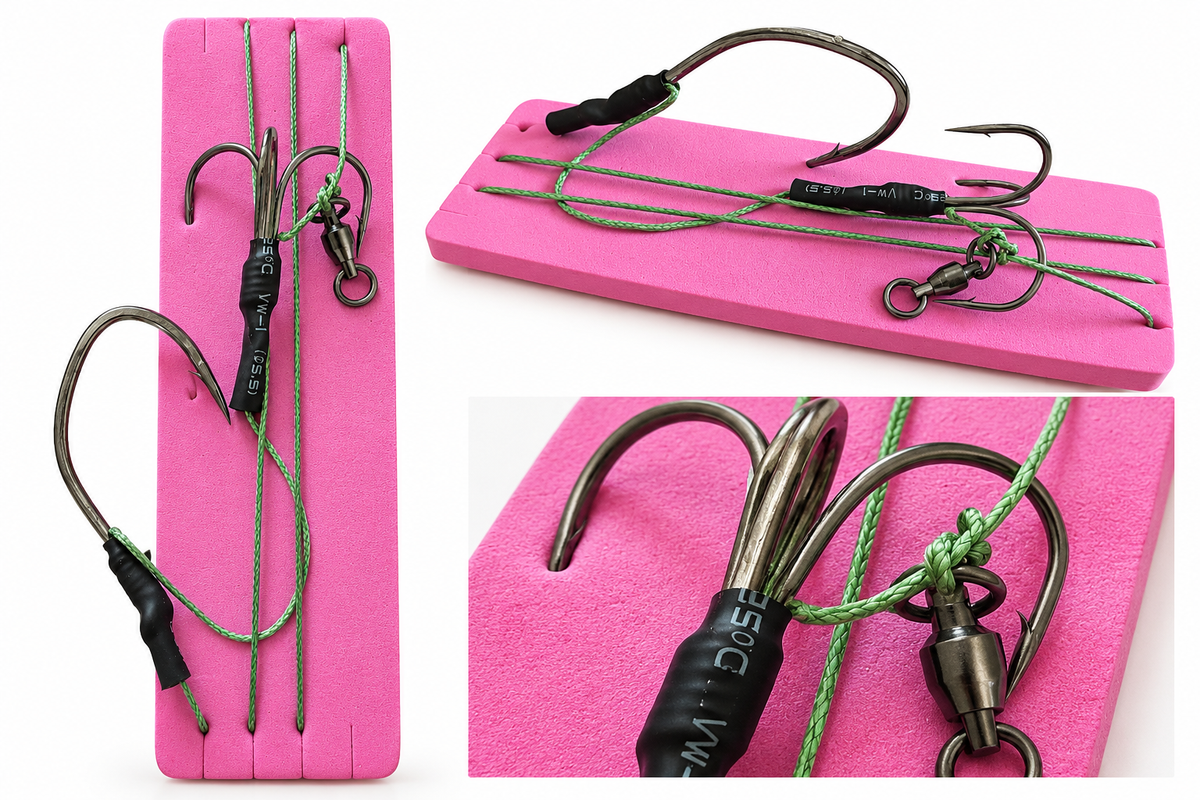 2x GATFISH RIG Welsmontage BIG BAIT Größe 6/0 – Welsvorfach mit Drillingshaken