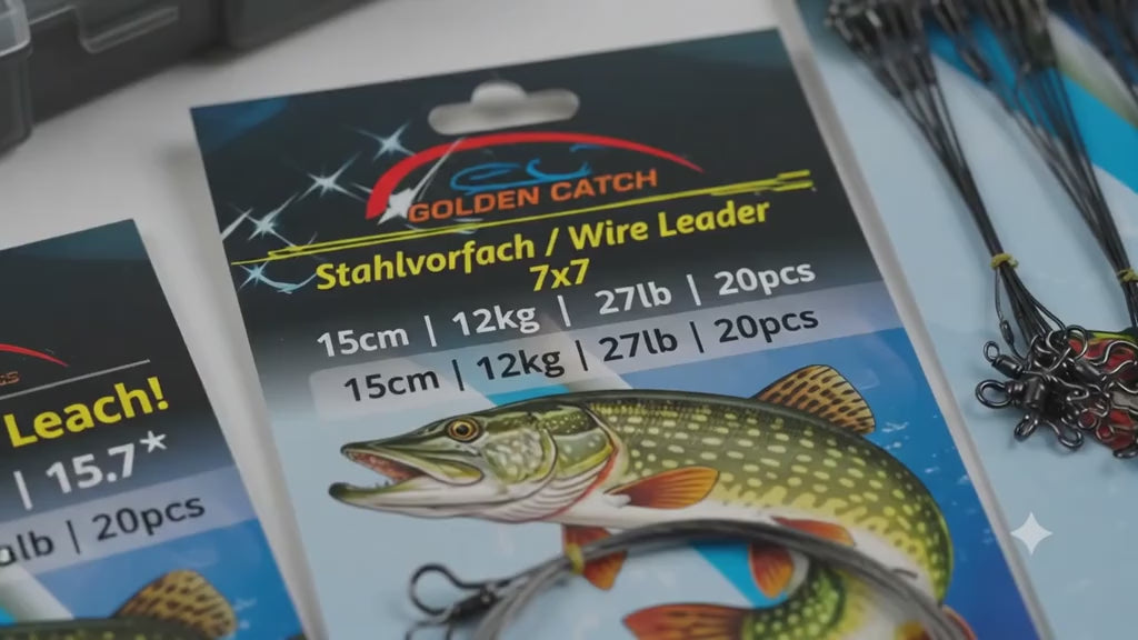 100x Stahlvorfach Hecht Zander Barsch Raubfisch Vorfach Set 16–28cm