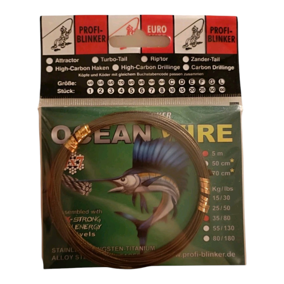 PROFI-BLINKER Ocean Wire  STAHLVORFACH MEERESANGELN 7 X 7 | 5M 35 kg