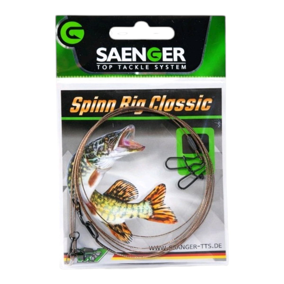 Sänger 1x7 Stahlvorfach Spin Rig mit Wirbel & Snap – Hechtvorfach 30–70cm 6–15kg