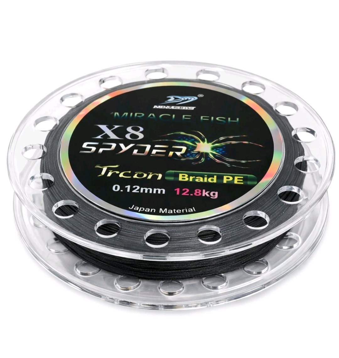 8fach Geflochtene Angelschnur 125m PE Braid SPYDER X8 Miracle Fish 0.06–0.40mm