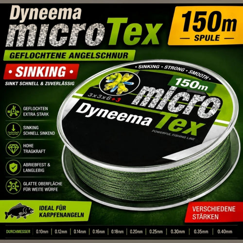 Angelschnur geflochten 150m Dyneema Micro Tex Sinking extrem stark