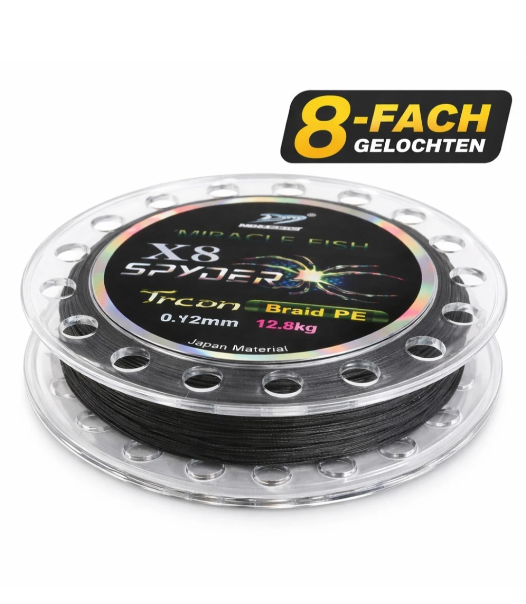 8fach Geflochtene Angelschnur 125m PE Braid SPYDER X8 Miracle Fish 0.06–0.40mm