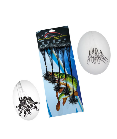 100x Stahlvorfach Hecht Zander Barsch Raubfisch Vorfach Set 16–28cm