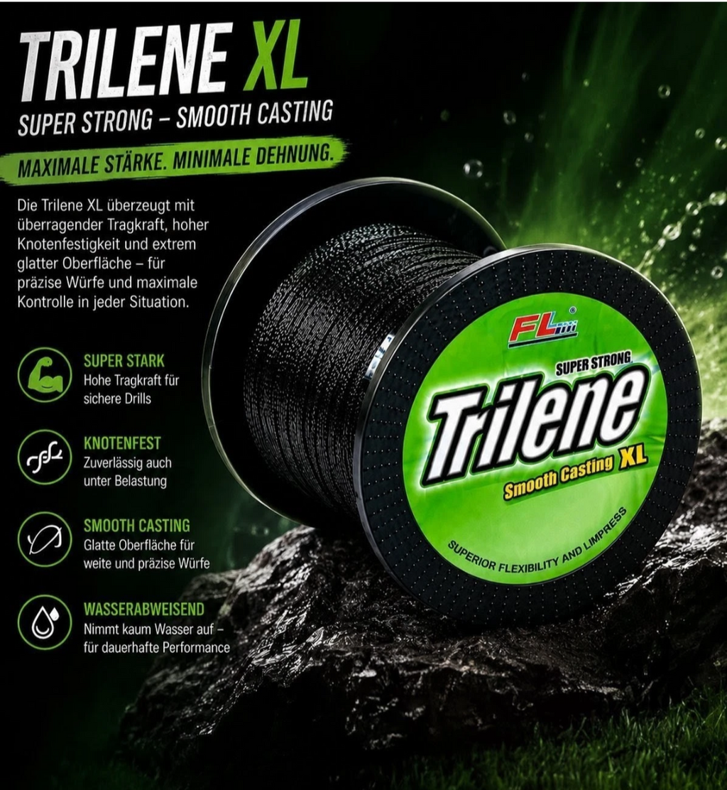 FL Trilene XL Monofile Angelschnur 600m Schwarz Schnur Forelle Karpfen