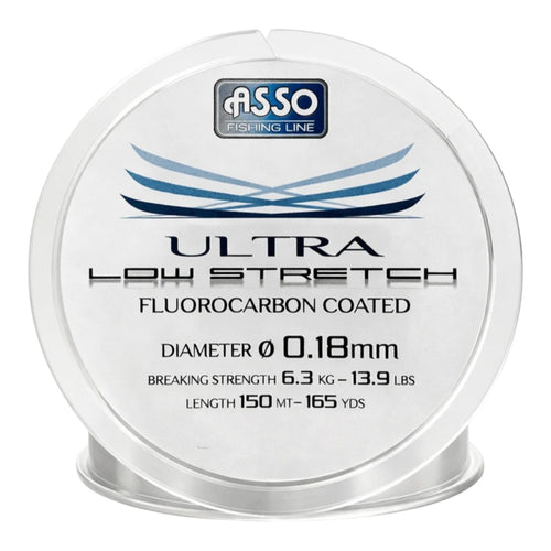 Asso Ultra Low Strech 150 m Angelschnur Fluorocarbon Coated transparent