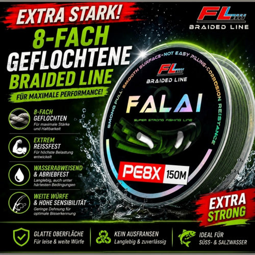 8-Fach Geflochtene Angelschnur 150m FL FALAI PE Braid verschiedene Durchmesser